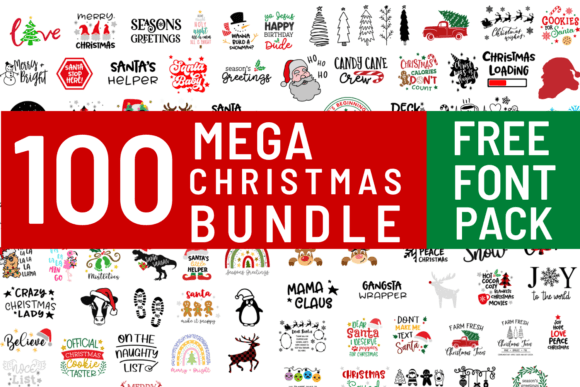 100 Mega Christmas Bundle: Design Assets & Free Fonts