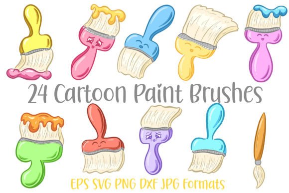 24 Paint Brush Artist Paintbrushes SVG: Creative Design Assets