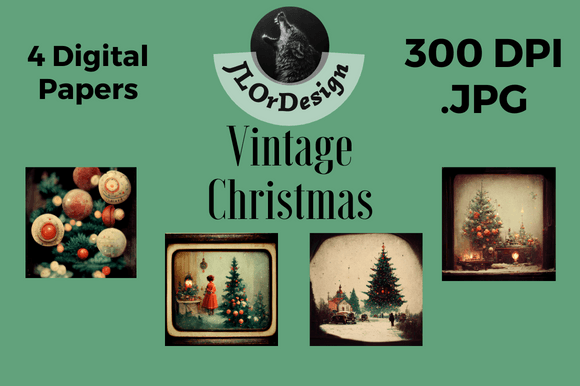4 Vintage Christmas Digital Papers: A Designer's Holiday Toolkit