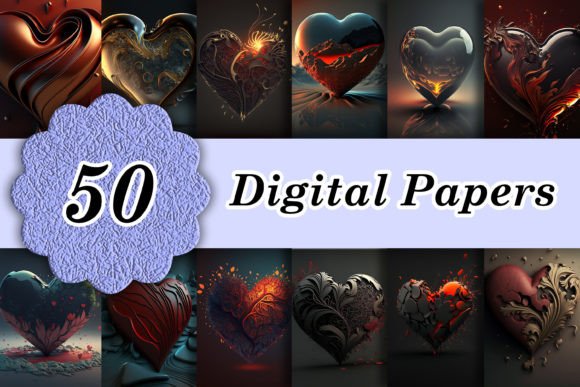50 Hearts Valentine's Day Digital Papers: Elevate Your Designs