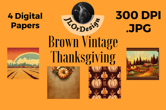Brown Retro Thanksgiving Digital Papers