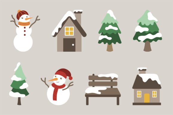 Cute Winter Outdoor Element Bundle Set