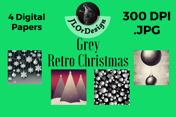 Grey Retro Christmas Digital Papers: A Designer's Vintage Asset