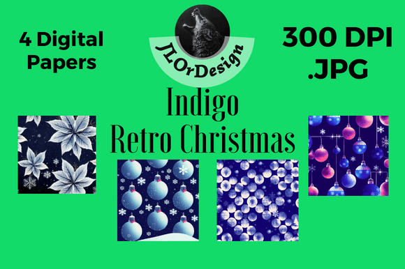 Indigo Retro Christmas Digital Papers: A Designer's Vintage Asset