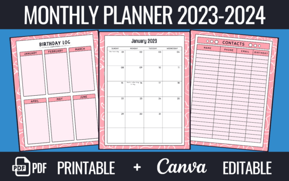 Master Your Year: The Editable Monthly Planner 2023-2024