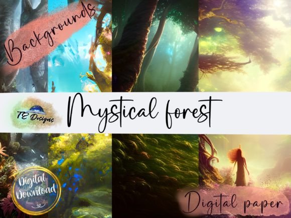 Mystical Forest Background Digital Paper