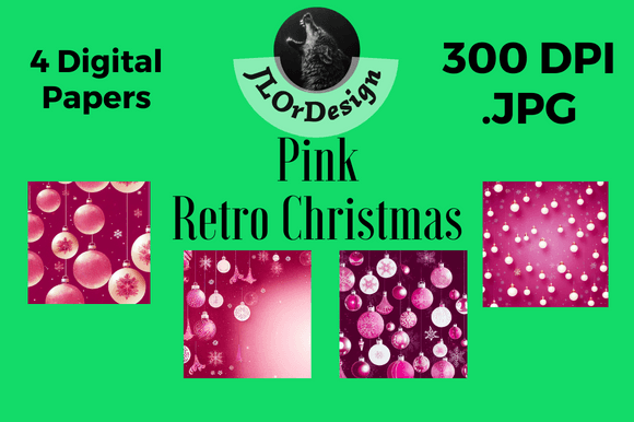 Pink Retro Christmas Digital Papers: Vintage Holiday Charm